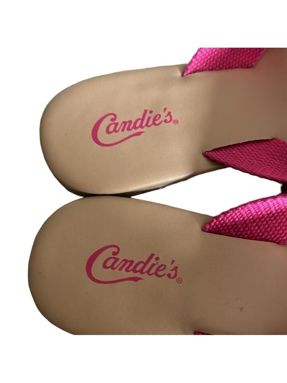 Candie’s Bejeweled Hot Pink and Metallic Silver Flip Flops with Jewels Size 7.5 - Picture 8 of 10